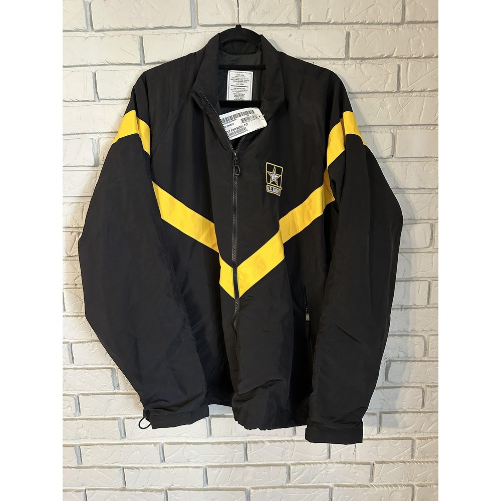 UNICOR Army APFU Physical Fitness Track Jacket Mens LT Black Yellow Zip Nylon